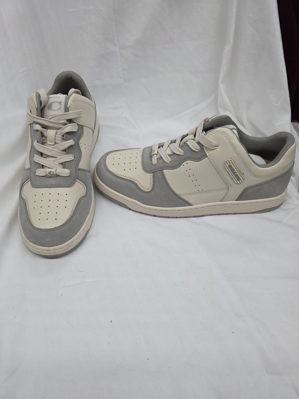 Coach Women’s Two-Tone Cream and Gray Leather Sneakers - Picture 2 of 10